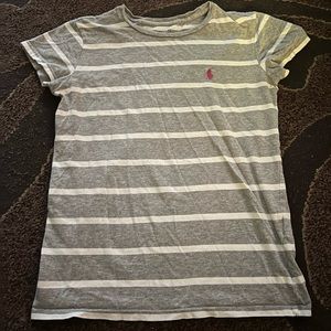 Gray Striped Polo Ralph Lauren T-Shirt XS